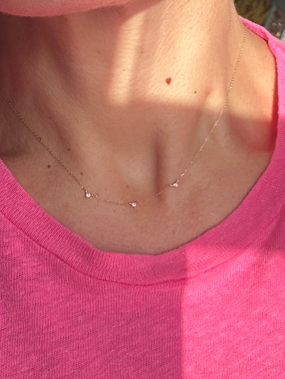 14k Gold Diamond Station Necklace 585 Dainty Luxury Layering Chain adjustable 💎🔻
